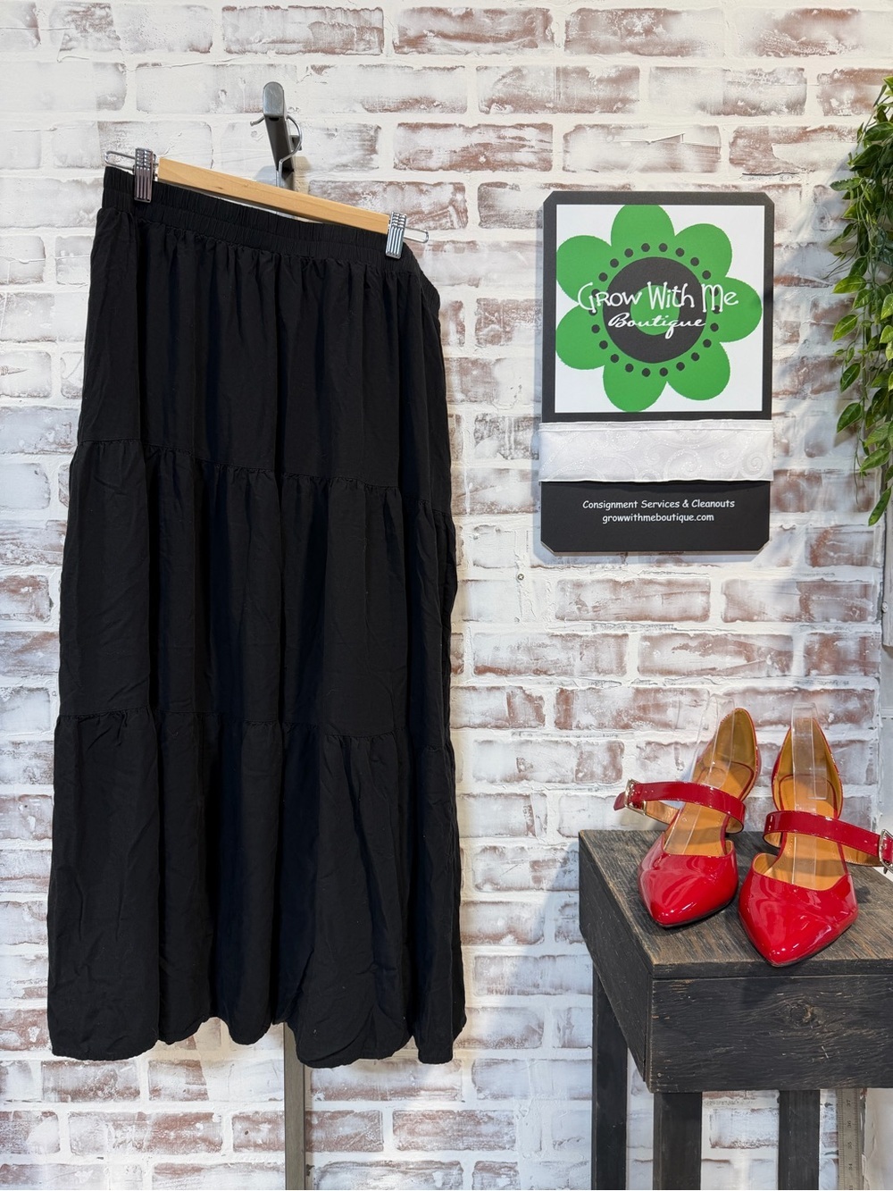 Scarlet darkness Black Tiered Maxi Skirt with Elastic Waistband